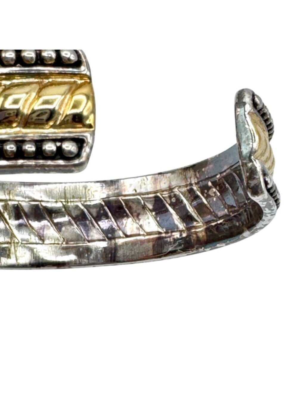 Chunky Brass & Metal Bracelet Stack of 4 - Cuff and Bangles BOHO Vintage - Picture 10 of 10